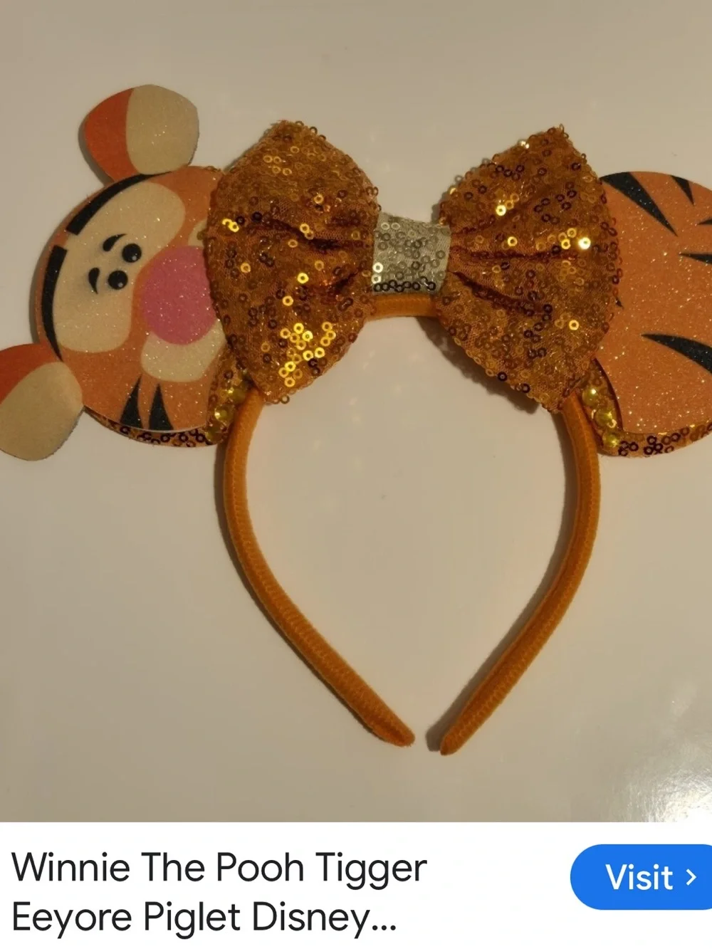#2650*”8x10* Tigger Sequin Mouse Ear Headband - Orange